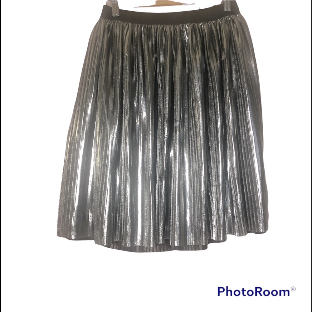 Metallic Accordion Pleated Skirt Girls
